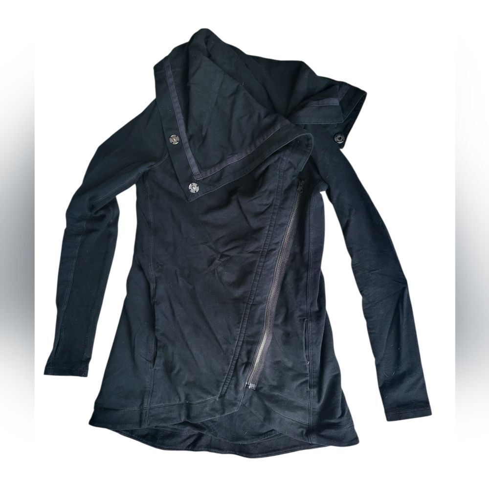 Size 2 Lululemon Black Asymmetrical Zip Cowl Yoga Sweater